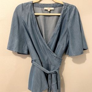 LOFT Denim Wrap Shirt